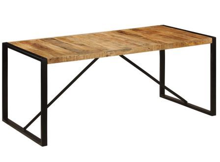 Table à manger bois de manguier massif et pieds acier noir Vinck 180 cm