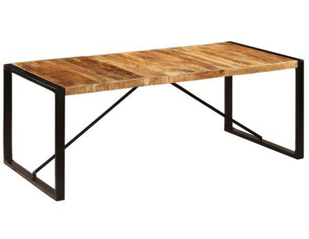 Table à manger bois de manguier massif et pieds acier noir Vinck 220