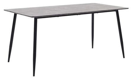 Table à manger bois gris béton et pieds métal noir Azkar 160 cm