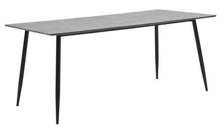 Table à manger bois gris béton et pieds métal noir Azkar 200 cm
