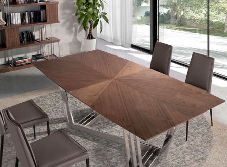 Table rectangulaire Futura 220 cm - Noyer et acier chromé
