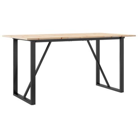 Table à manger cadre en O 160x80x75 cm bois de pin massif fonte