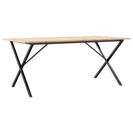 Table à manger cadre en X 180x90x75 cm bois de pin massif fonte