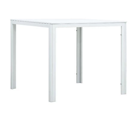 Table à manger carrée plastique et métal blanc Roni