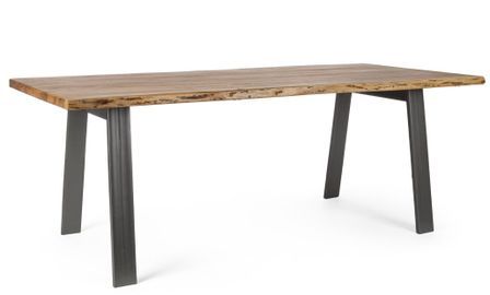 Table à manger DENIA - Bois massif d'acacia & pieds acier gris