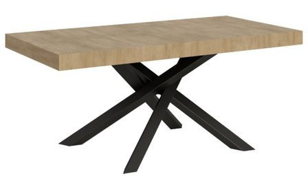 Table à manger design ARTEMIS – Plateau bois plusieurs coloris et pieds entrelacés en acier anthracite