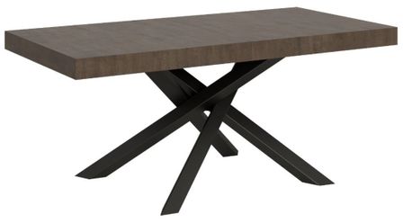 Table à manger design marron et pieds entrelacés anthracite 180 cm Artemis