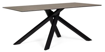 Table à manger en acier et céramique bicolore Medy L 180 cm