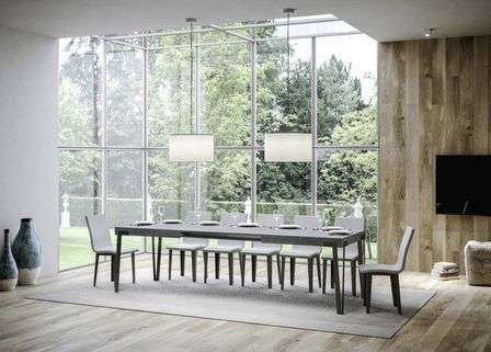 Table à manger extensible design avec pieds en métal anthracite Konta