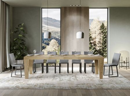 Table à manger extensible bois pieds en V Kristo