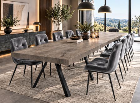 Table à manger extensible KOPUM 160 à 500 cm – Chêne et pieds en acier noir – Design italien haut de gamme