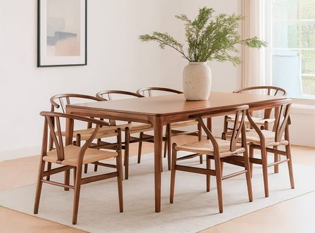 Table à manger extensible VALENCIA 180/240 cm – Bois massif d’acajou, système papillon