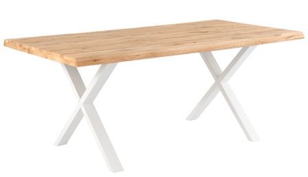 Table à manger industrielle Antika – Plateau chêne massif clair et pieds métal noir