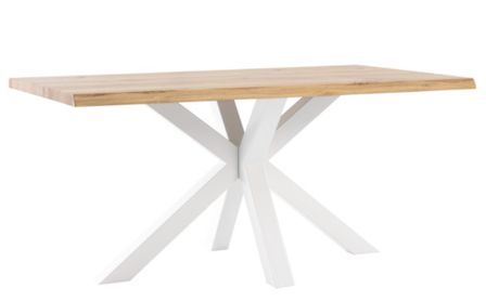 Table à manger industrielle Lany – Plateau chêne massif clair et pieds métal noir