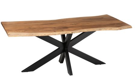 Table à manger industrielle ORELIA – Plateau chêne massif & pieds acier noir