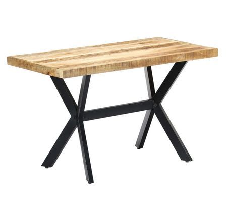 Table à manger manguier massif brut et pieds métal noir Maxi 120 cm