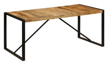 Table à manger manguier massif clair et pieds métal noir Tota 180 cm