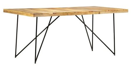 Table à manger manguier massif clair et pieds métal noir Neral 180 cm