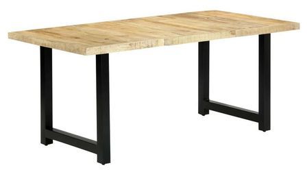 Table à manger manguier massif clair et pieds métal noir en H Ledor 180 cm