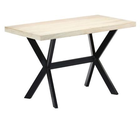 Table à manger manguier massif clair et pieds métal noir Maxi 120