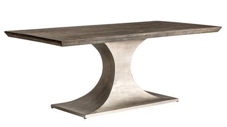 Table à manger manguier massif et métal gris Pinka