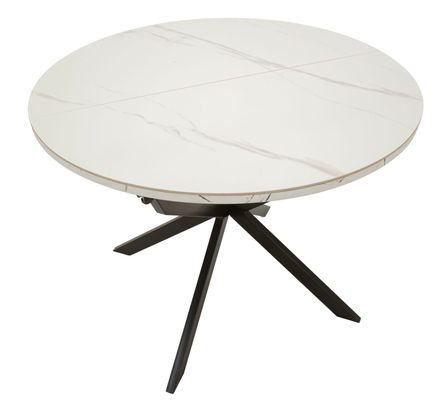 Table à manger extensible effet marbre structure métal noir Martin
