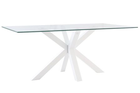 Table à manger moderne Trikano – Verre trempé et pieds métalliques