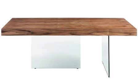 Table à manger noyer et pieds verre trempé Zooka 200 cm - Design chic et intemporel