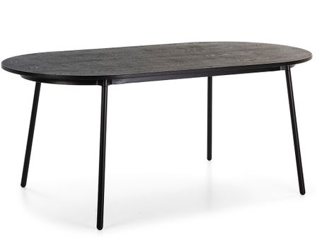 Table à manger ovale bois massif et pieds métal noir Anja 180 cm