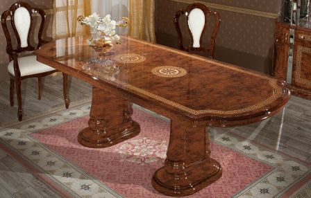 Table à manger ovale extensible mahogany laque clair Dean