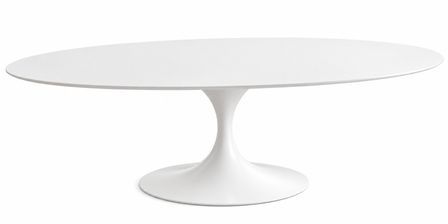 Table à manger ovale TULIPE – Plateau en bois laqué mat ou brillant – Pied central design – Fabrication italienne haut de gamme