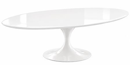 Table à manger ovale TULIPE – Plateau en bois laqué mat ou brillant – Pied central design – Fabrication italienne haut de gamme