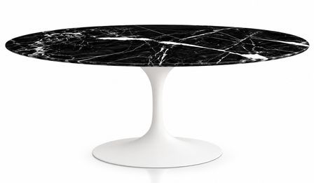 Table à manger ovale TULIPE - Plateau en marbre – Pied central en métal – Fabrication italienne haut de gamme