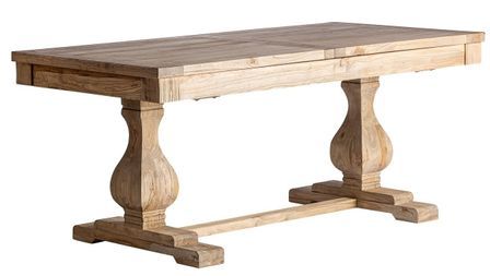 Table à manger rectangulaire à rallonge bois d'orme massif Bukila