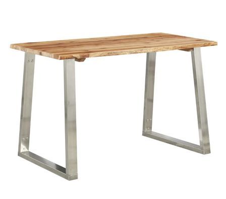 Table à manger rectangulaire acacia massif clair et métal gris Miji 120