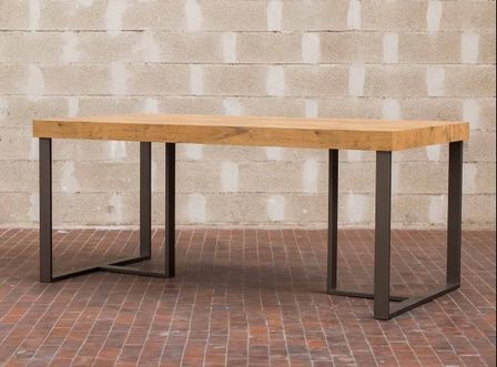Table à manger rectangulaire bois clair et pieds métal gris foncé April 180 cm