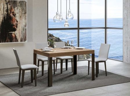 Table à manger rectangulaire bois clair et pieds métal gris foncé Liva 130 cm