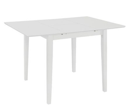 Table à manger rectangulaire extensible bois et hévéa massif blanc Linkeo