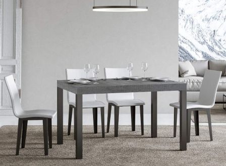 Table à manger rectangulaire gris béton et métal anthracite Evy 130 cm