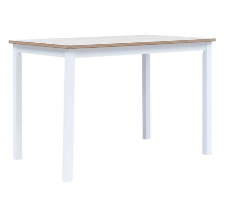 Table à manger rectangulaire hévéa clair et blanc Nyca