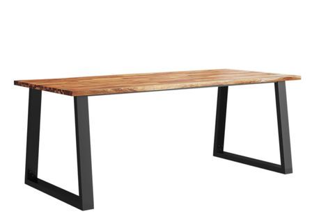 Table à manger rectangulaire industrielle Gaby - Plateau bois d'acacia et pieds en acier noir