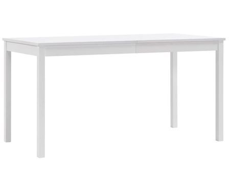 Table à manger rectangulaire pin massif blanc Sadou 140 cm