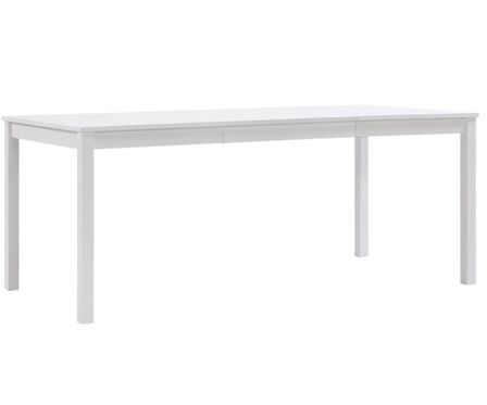 Table à manger rectangulaire pin massif blanc Sadou 180 cm