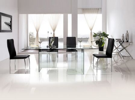 Table à manger rectangulaire verre trempé Hasmi 200 cm