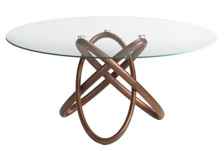 Table à manger ronde Artista - Noyer et verre transparent