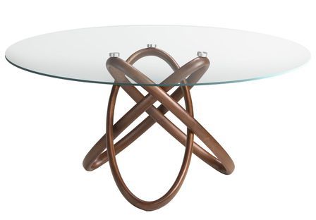 Table à manger ronde Artista - Noyer et verre transparent