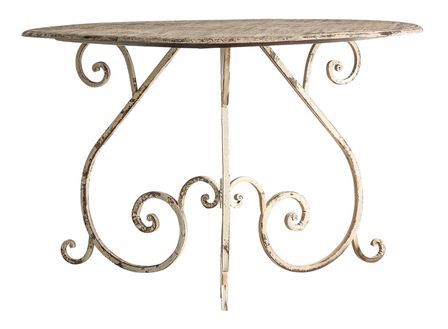 Table à manger ronde bois blanc cassé et pieds métal Ytach