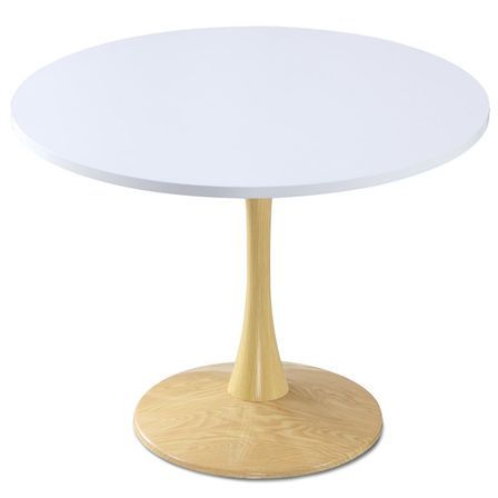 Table à manger ronde bois blanc et chêne clair Kandra