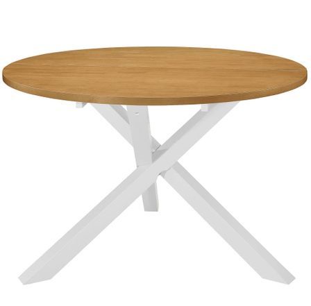 Table à manger ronde bois blanc et naturel Chika 120
