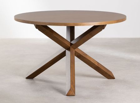 Table à manger ronde bois marron Karene 120 cm